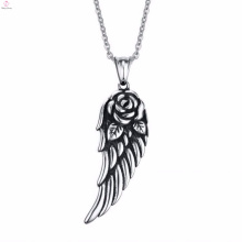 2017 New Hot Sell Cross Feather Stainless Steel Pendant Necklace